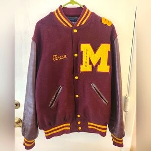 Vintage Maroon and Yellow  High School Varsity Jacket, 1999